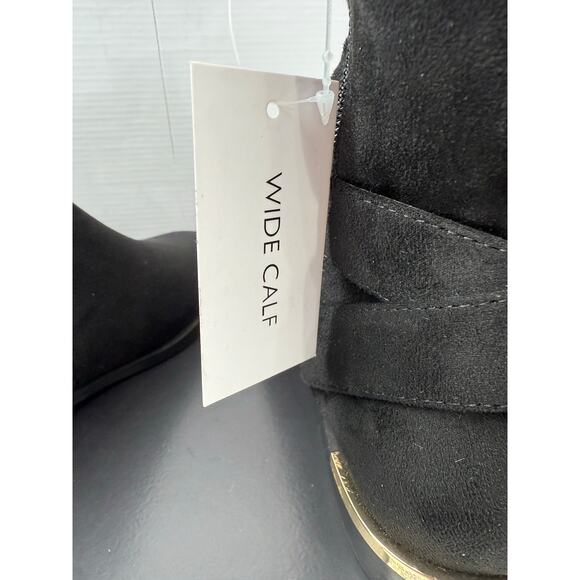 Nine West Andone 2 Over-The-Knee Boots Womens Sz 7M Wofe Calf Black Faux Suede - Picture 8 of 13
